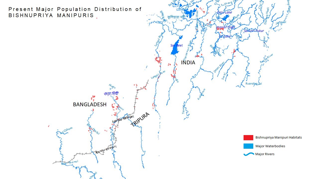 Present Day Major Distribution of Bishnupriya Manipuri Population